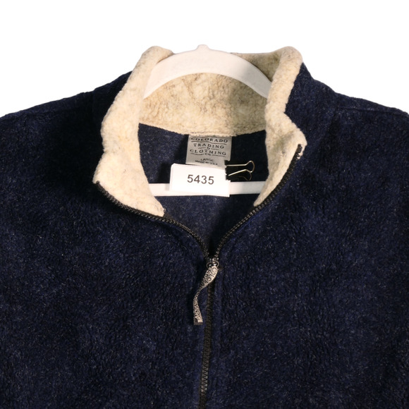 Colorado Trading Knit Sweater Vest Womens Large Blue Fleece Pockets Full Zip - Picture 2 of 5